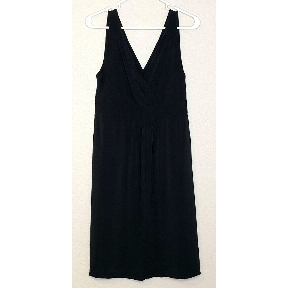 Elie Tahari Womens Dress Medium Black Sleeveless V-Neck/Back‎ Knee Length Shift
